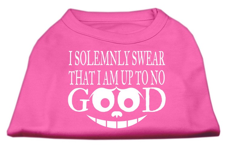 Up to No Good Screen Print Shirt Bright Pink XS